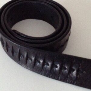 Black Genuine Leather Solid Brass Buckle Belt Size 34 Men's Women's